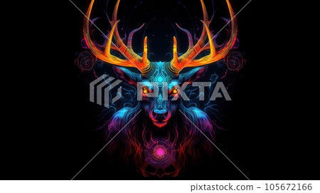 Deer head and horn DMT styles, Vivacious, Cybernetic Punk Deer head and horn DMT styles, Vivacious, Cybernetic Punk 105672166