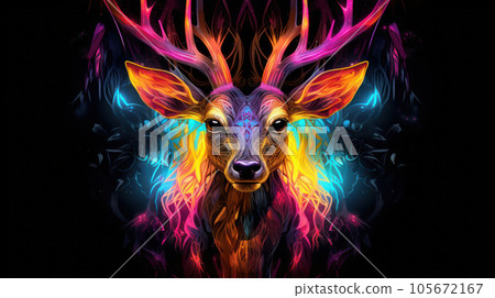 Deer head and horn DMT styles, Vivacious, Cybernetic Punk Deer head and horn DMT styles, Vivacious, Cybernetic Punk 105672167