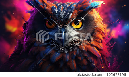 Owl portrait DMT styles, Vivacious, Cybernetic Punk 105672196