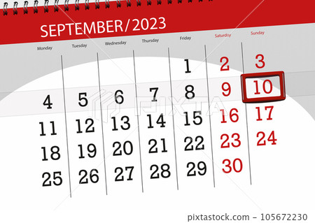 Calendar 2023, deadline, day, month, page, organizer, date, September, sunday, number 10 Calendar 2023, deadline, day, month, page, organizer, date, September, sunday, number 10 105672230