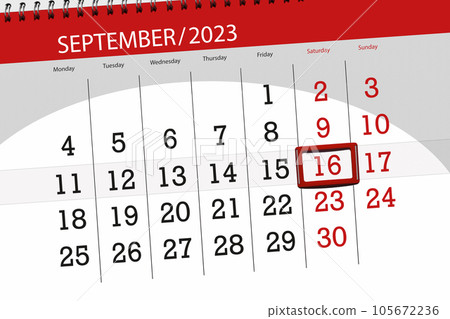 Calendar 2023, deadline, day, month, page, organizer, date, September, saturday, number 16 Calendar 2023, deadline, day, month, page, organizer, date, September, saturday, number 16 105672236