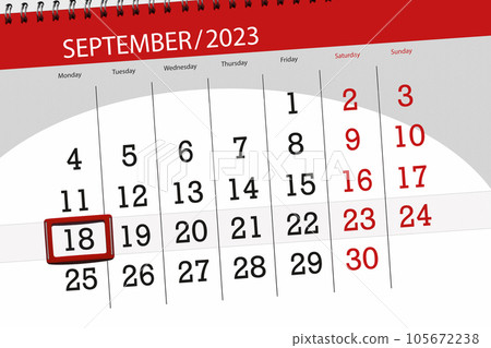 Calendar 2023, deadline, day, month, page, organizer, date, September, monday, number 18 105672238