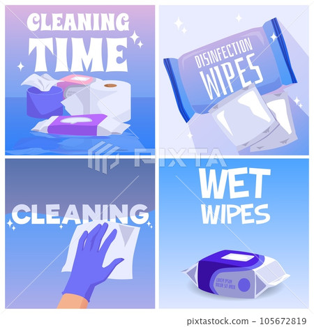 Set of squared banners about cleaning flat style, vector illustration 105672819