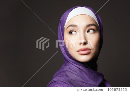 beautiful islamic young woman. beauty girl in hijab beautiful islamic young woman. beauty girl in hijab 105673253