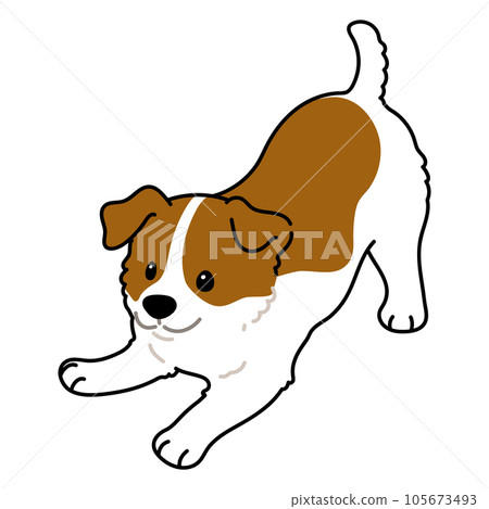 簡單可愛的傑克羅素梗犬的插圖，邀請您玩主線 105673493