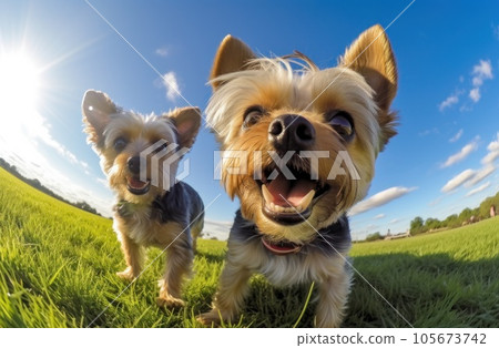 Funny Yorkshire Terrier dogs 105673742