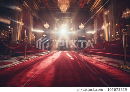 Red carpet with lights in the spotlight 105673859