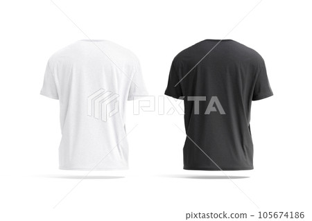 Blank black and white oversize t-shirt mockup, back view Blank black and white oversize t-shirt mockup, back view 105674186