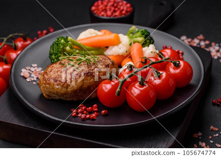 Delicious fresh fried minced fish cutlets with spices and herbs 105674774