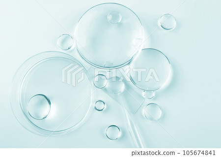 Chemical laboratory research. Abstract cosmetic laboratory. Glass model of molecules. 105674841