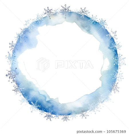 Blue watercolor snowflake frame isolated Blue watercolor snowflake frame isolated 105675369