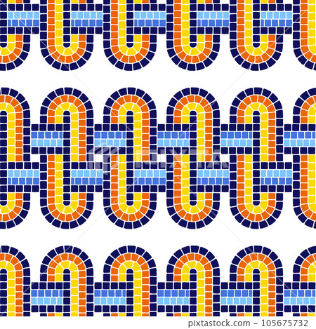 Decorative mosaic pattern. Ceramic antique stone ornament. Decorative mosaic pattern. Ceramic antique stone ornament. 105675732