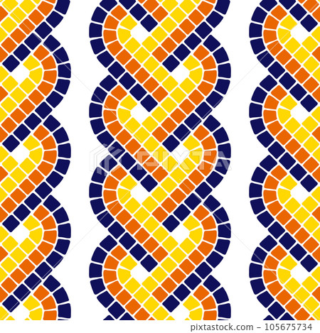 Decorative mosaic pattern. Ceramic antique stone ornament. Decorative mosaic pattern. Ceramic antique stone ornament. 105675734