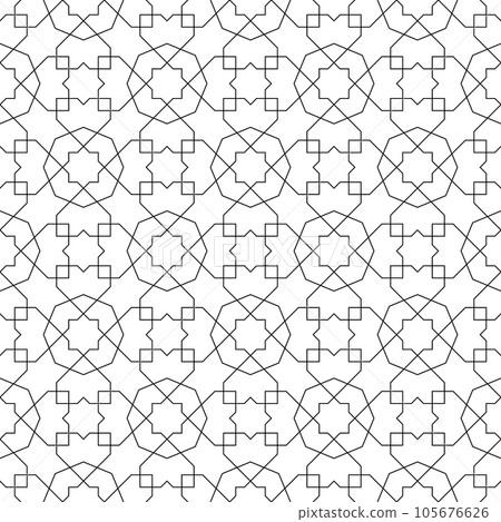 Seamless geometric ornament based on traditional islamic art. Black and white. Seamless geometric ornament based on traditional islamic art. Black and white. 105676626