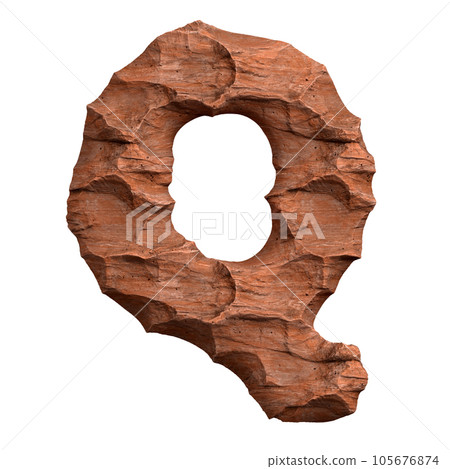 Desert sandstone letter Q - Upper-case 3d red rock font - suitable for Arizona, geology or desert related subjects 105676874