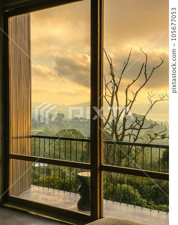 View on amazing sunrise in the mountains in Kintamani View on amazing sunrise in the mountains in Kintamani 105677053