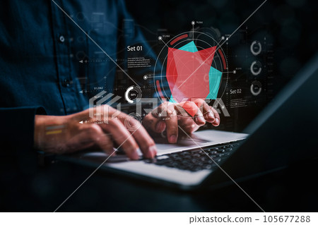 analytics chart, business analysis chart KPI showing icon on virtual screen monitor laptop by hologram virtual screen technology analytics chart, business analysis chart KPI showing icon on virtual screen monitor laptop by hologram virtual screen technology 105677288