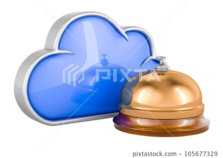 Cloud computing with reception bell, 3D rendering Cloud computing with reception bell, 3D rendering 105677329