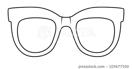 Retro frame glasses fashion accessory illustration. Sunglass front view for Men, women, unisex silhouette style flat rim Retro frame glasses fashion accessory illustration. Sunglass front view for Men, women, unisex silhouette style flat rim 105677500