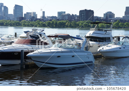 Cityscape reflected in the Boston Charles River Cityscape reflected in the Boston Charles River 105678420