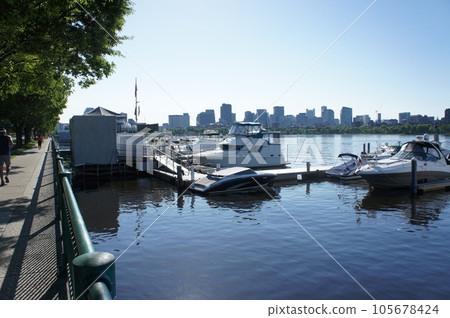 Cityscape reflected in the Boston Charles River Cityscape reflected in the Boston Charles River 105678424