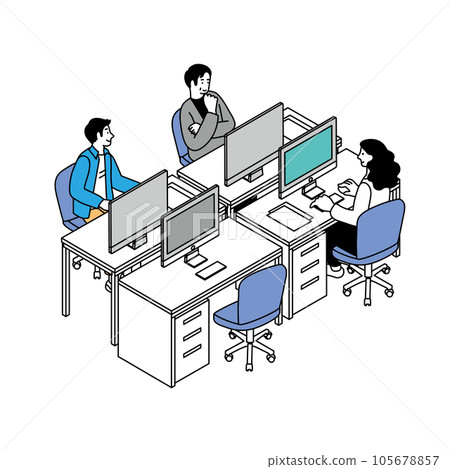 從事文書工作的人員的等距構圖辦公室插圖 105678857