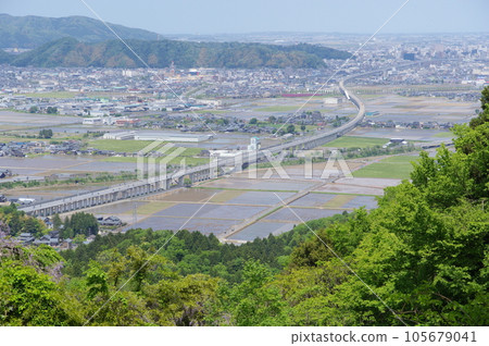 A view of Fukui City on the north side of Mt. Monju A view of Fukui City on the north side of Mt. Monju 105679041