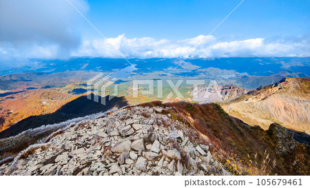 Bandai Mountain Climbing in Autumn: View from the summit Bandai Mountain Climbing in Autumn: View from the summit 105679461