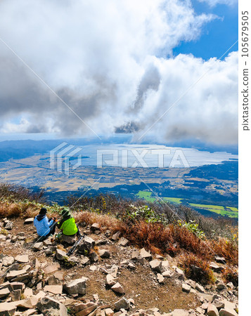 Bandai Mountain Climbing in Autumn: View from the summit Bandai Mountain Climbing in Autumn: View from the summit 105679505