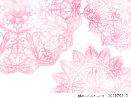 Watercolor circular lace (doily) material (pink) 105679545