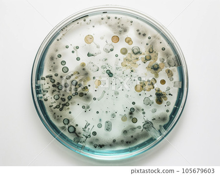 Mold in a petri dish White background AI-generated image Generative AI 105679603