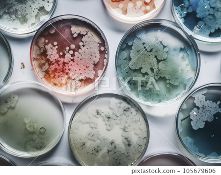 Mold in a petri dish White background AI-generated image Generative AI Mold in a petri dish White background AI-generated image Generative AI 105679606