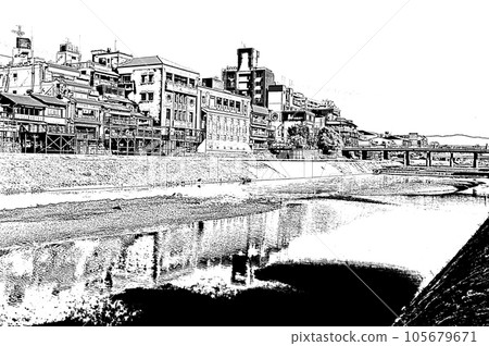 [Kyoto's black and white] Kamogawa is the heart of the people of Kyoto 105679671