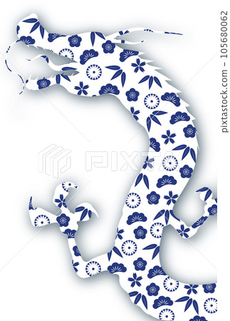 Dragon New Year's card silhouette background 105680062