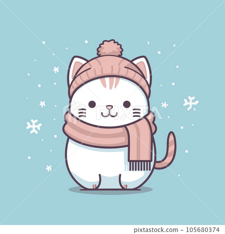 Winter Cat, A Feline in a Warm Coat 105680374