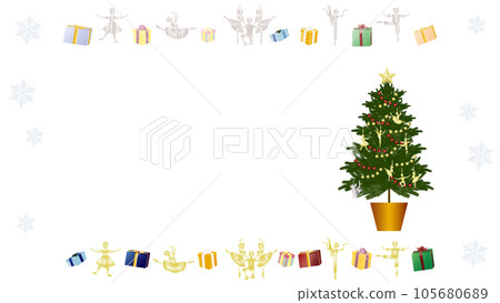 Christmas frame _ Illustration set of Christmas items and Christmas tree _ With copy space 105680689
