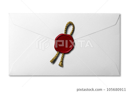 white envelope sealed with sealing wax white envelope sealed with sealing wax 105680911