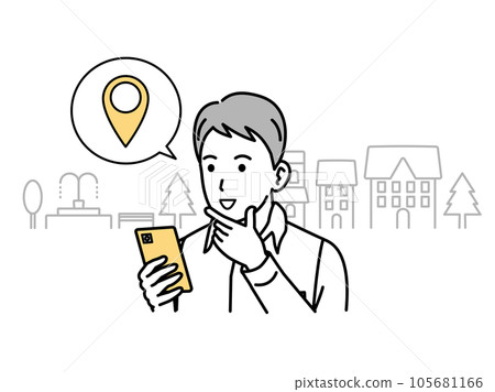 A young man checking his current location on his smartphone A young man checking his current location on his smartphone 105681166