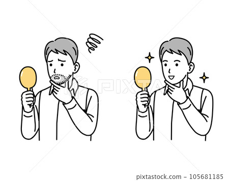 一個剃掉鬍子的年輕人的插圖 105681185