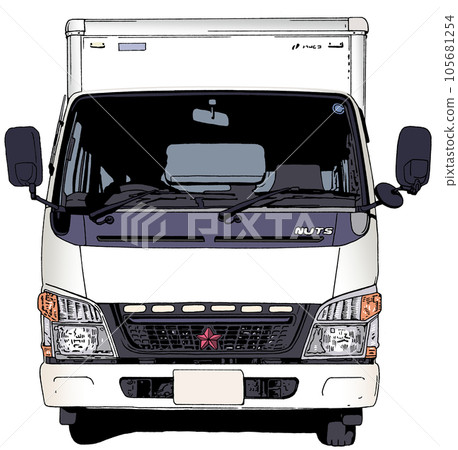 從前面看到的白色卡車的插圖[送貨、運輸、送貨上門、汽車、大型] 105681254