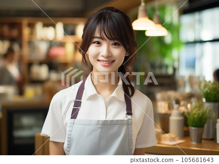 時尚咖啡館的女店員“AI生成圖像” 105681643