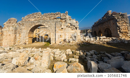 Ruins of Small baths in Tlos, Turkey. 105681746