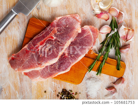 Raw pork shoulder fillet Raw pork shoulder fillet 105681753