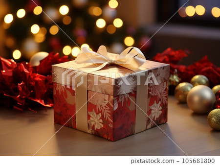 AI插圖、聖誕禮物和閃閃發光的聖誕樹 105681800