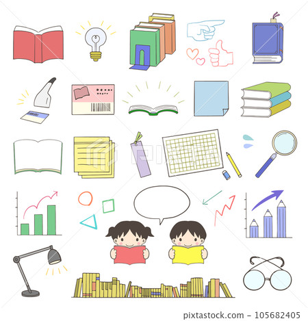 Hand drawn illustration about reading children and library and books 105682405