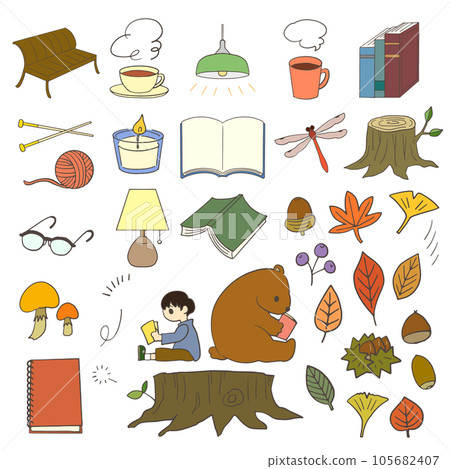 Hand drawn illustration set related to autumn season Hand drawn illustration set related to autumn season 105682407