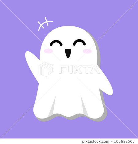 Cute Ghost. Greet with Friendly. cartoon character and flat design. Vector Illustrations for Halloween Day. Cute Ghost. Greet with Friendly. cartoon character and flat design. Vector Illustrations for Halloween Day. 105682503