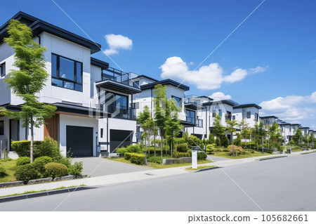 日本住宅區和新建房屋的新城鎮“AI生成圖像” 105682661