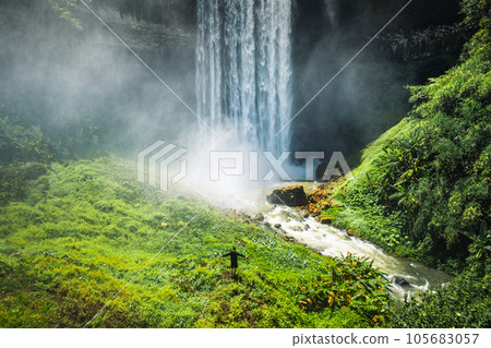 Waterfall in the forest in bolaven plateau Laos 105683057