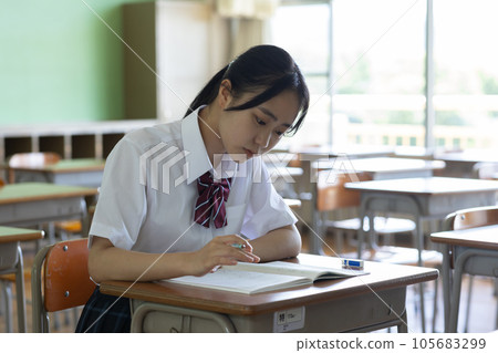 School girls studying in the classroom School girls studying in the classroom 105683299
